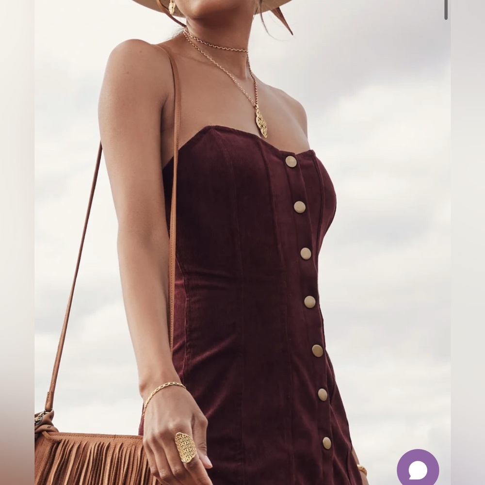 UO Burgundy Corduroy Corset Mini Dress